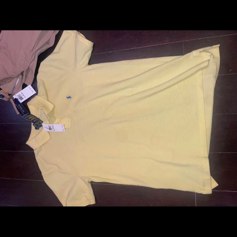 polo golf shirt & boys camel color khaki joggers 18-20